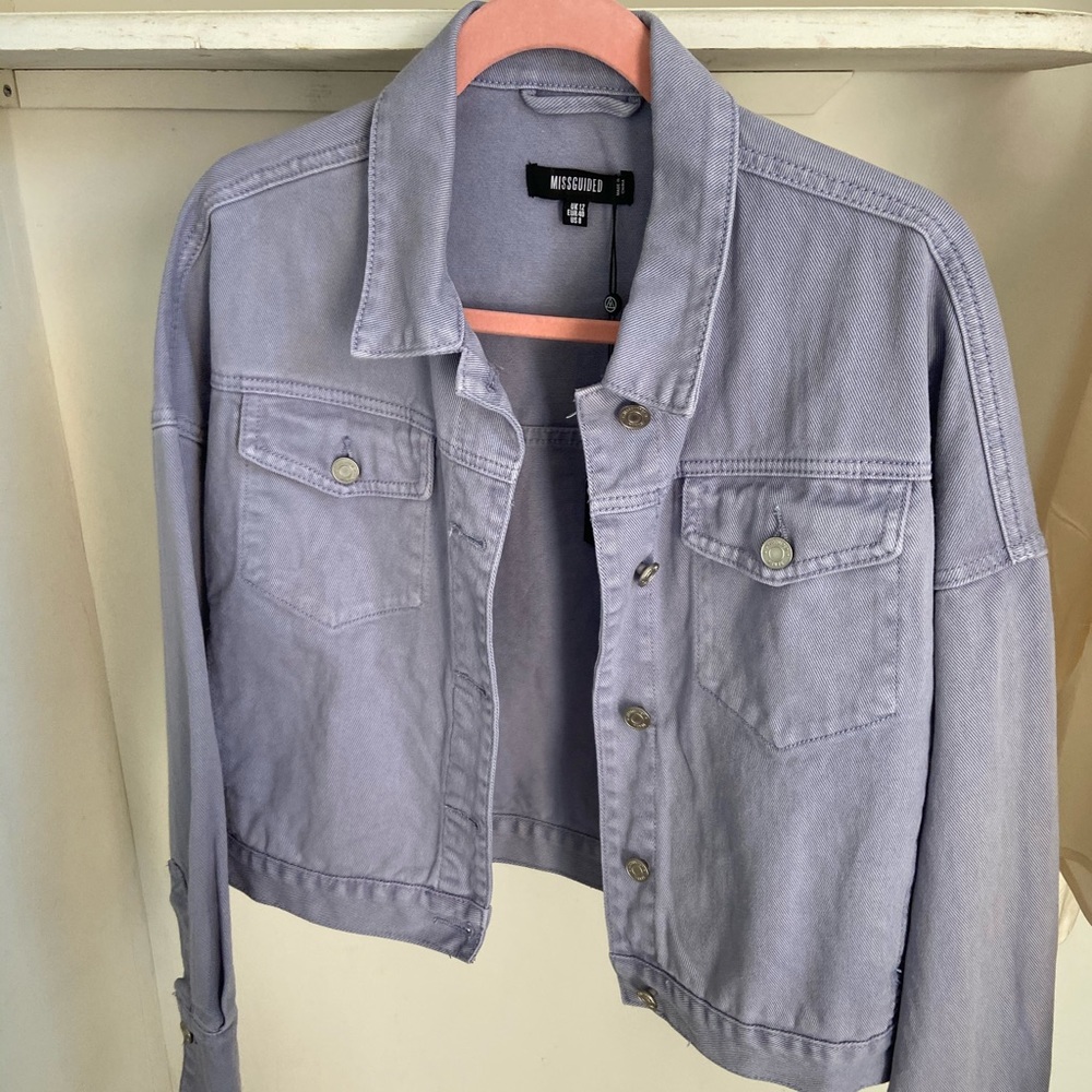 Lilac co ord wide cuff denim jacket